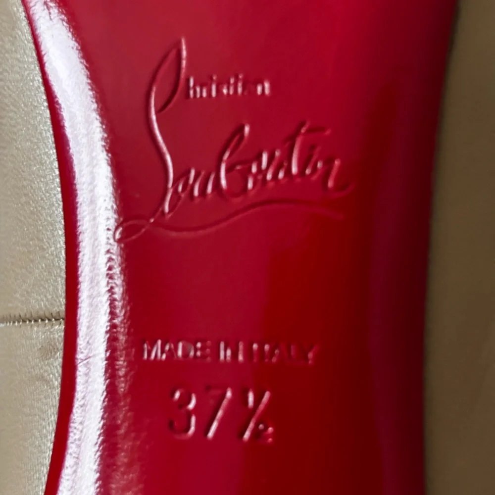 Christian Louboutin Pijonina 120 Peep Toe Scalloped Pumps Size 37.5 - Picture 13 of 15